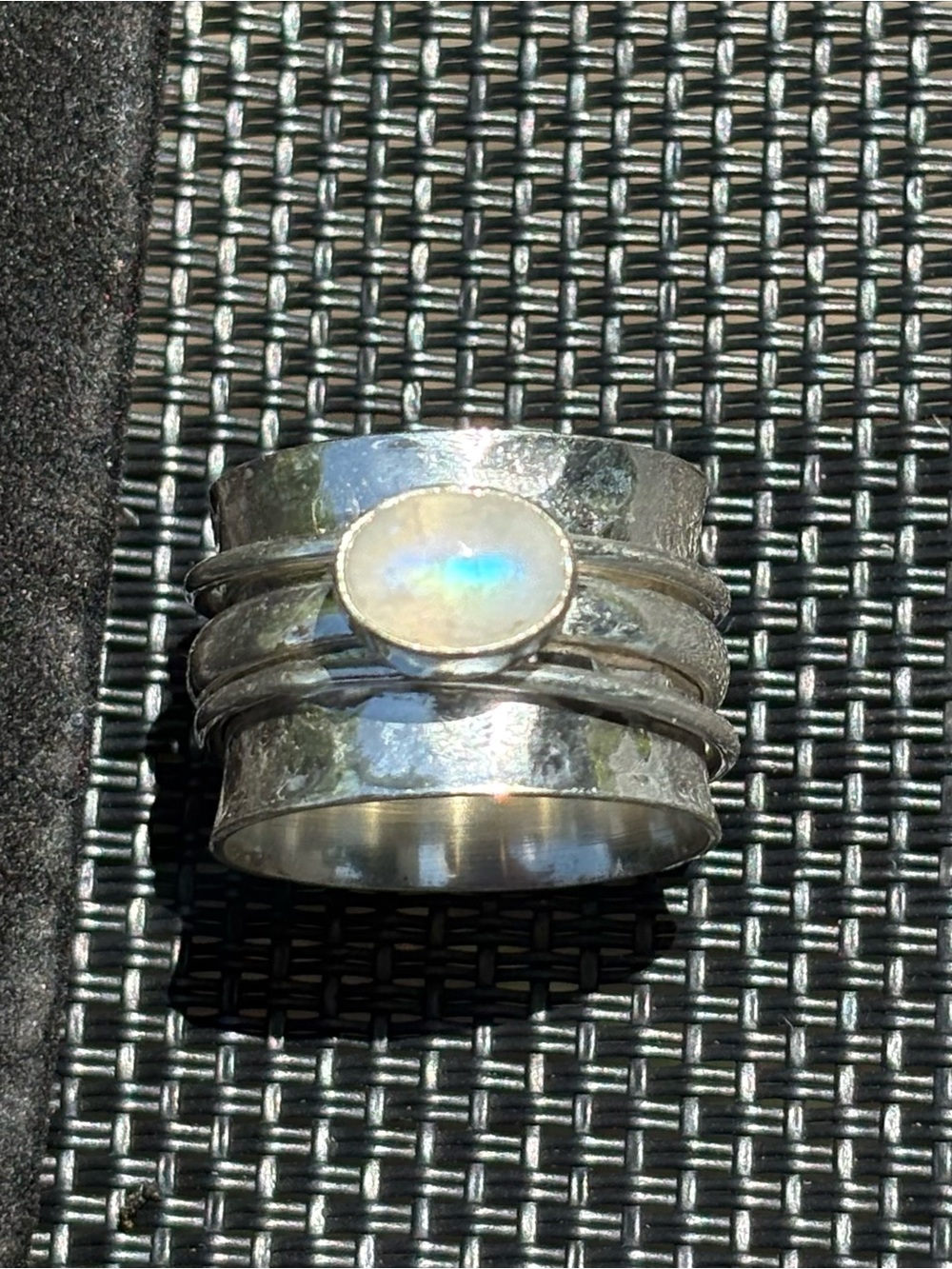 Moonstone & Sterling Silver Fidget / Spinner Ring